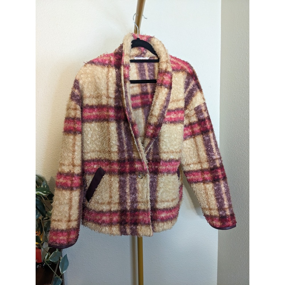 Knox Rose Plaid Boucle Sherpa Teddy Jacket Trucker Shacket Coat